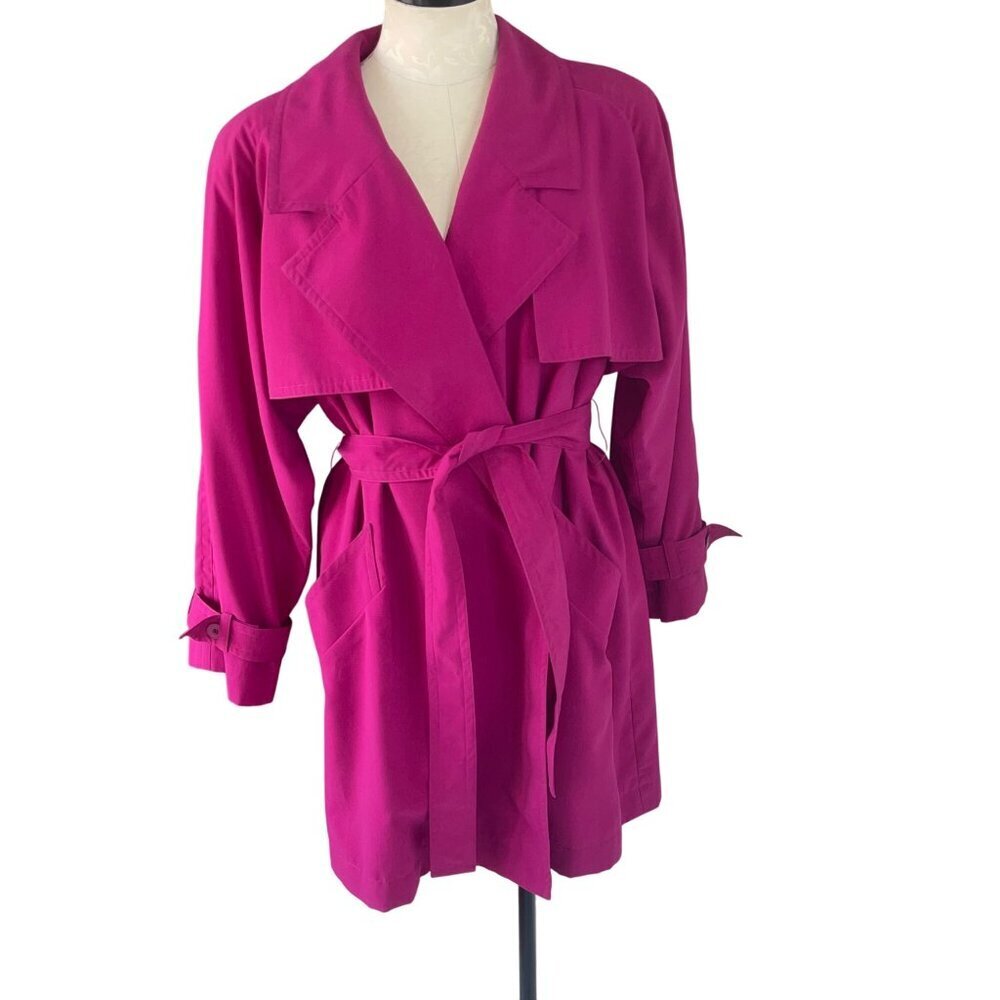 Bill Blass Sport x I Magnin Vintage Womens Coat Size M Pink Trench Deadstock